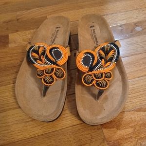 Beaded Multicolored Sandals by Sole Georgia Sz 9.5/40